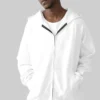 White solid zipper hoodie