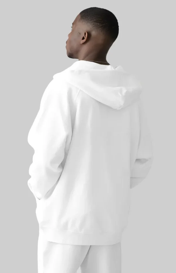 White solid zipper hoodie